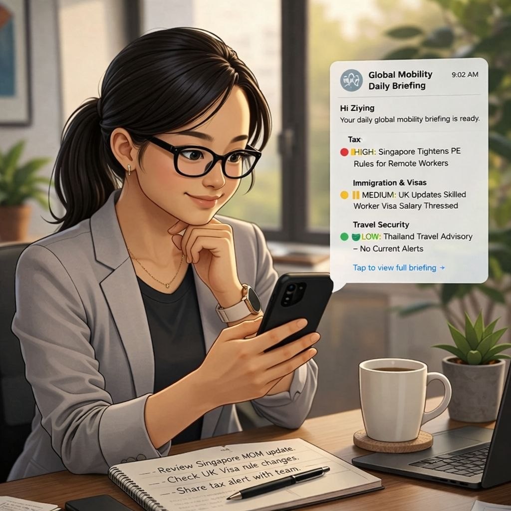 Ziying He global mobility daily briefing illustration